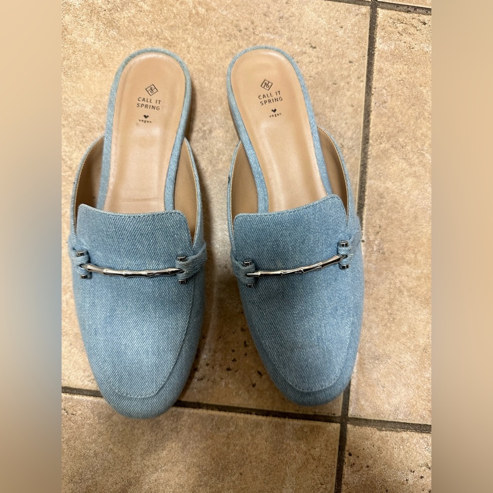 Call It Spring Denim Blue Slip-On Sandals